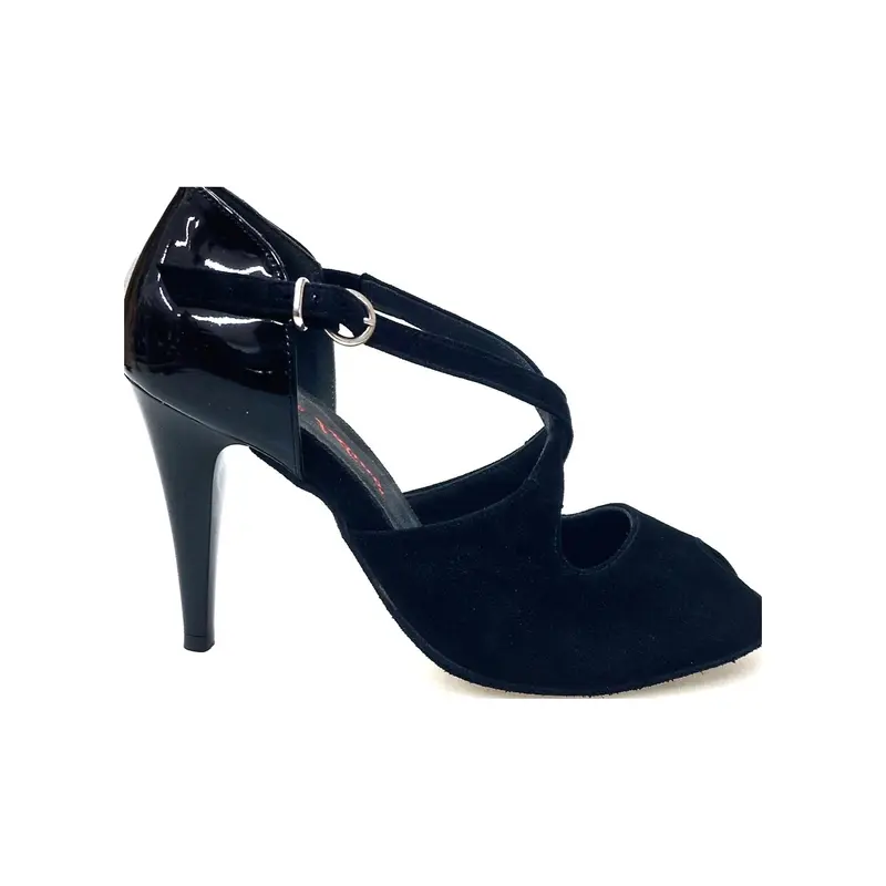 DANY Black F.3407 (R.L. by WISH DANCE ) - Camoscio Nero Tallone Vernice Nera Tacco a spillo largo Smaltato nero - Salsa