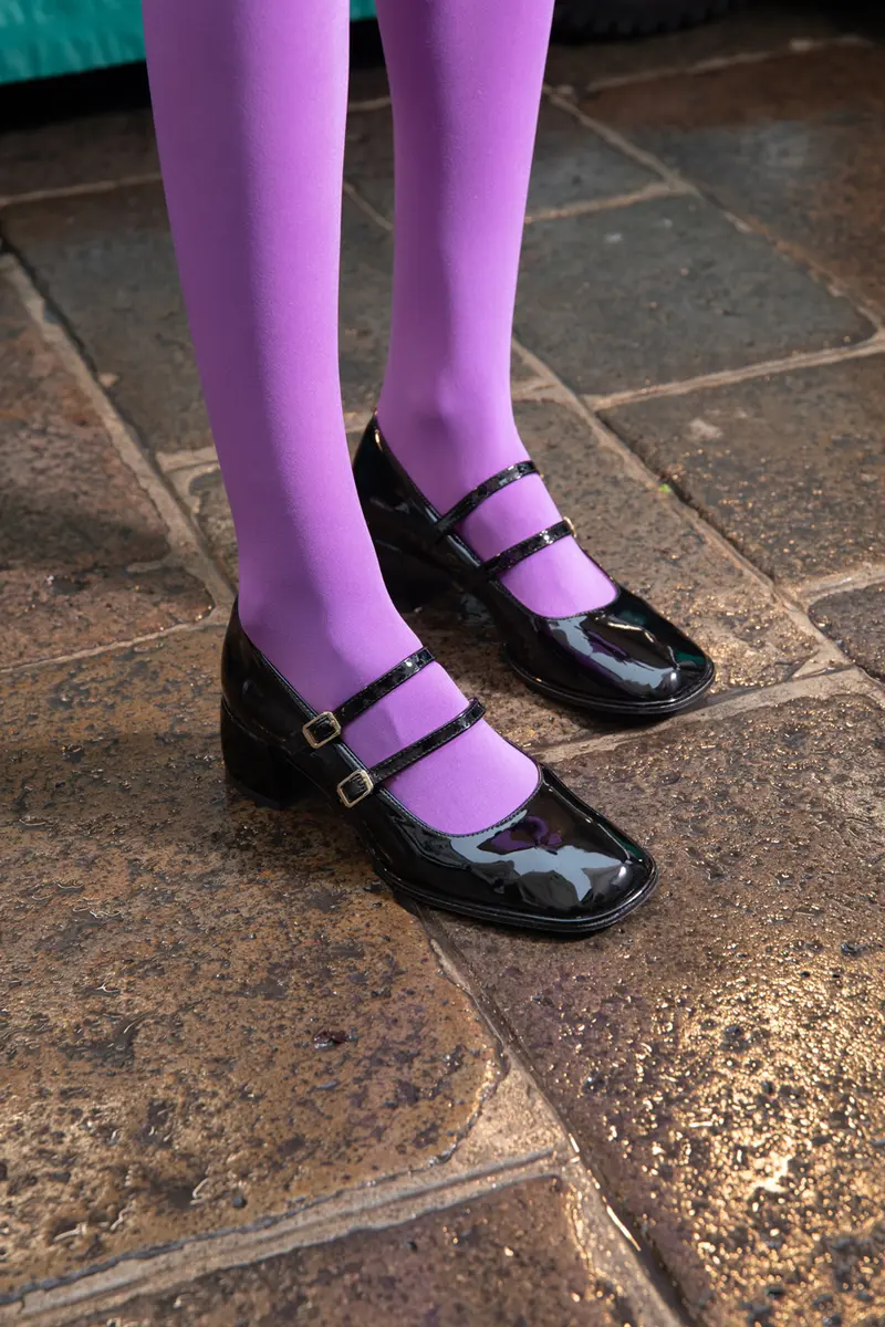Décolleté Mary Jane Effetto Vernice Nera con cinturini e tacco basso PITTARELLO GLAM 3729