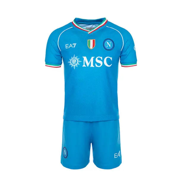 EA7 NAPOLI JUNIOR KIT REPLICA HOME MAGLIA + SHORT W01JR
