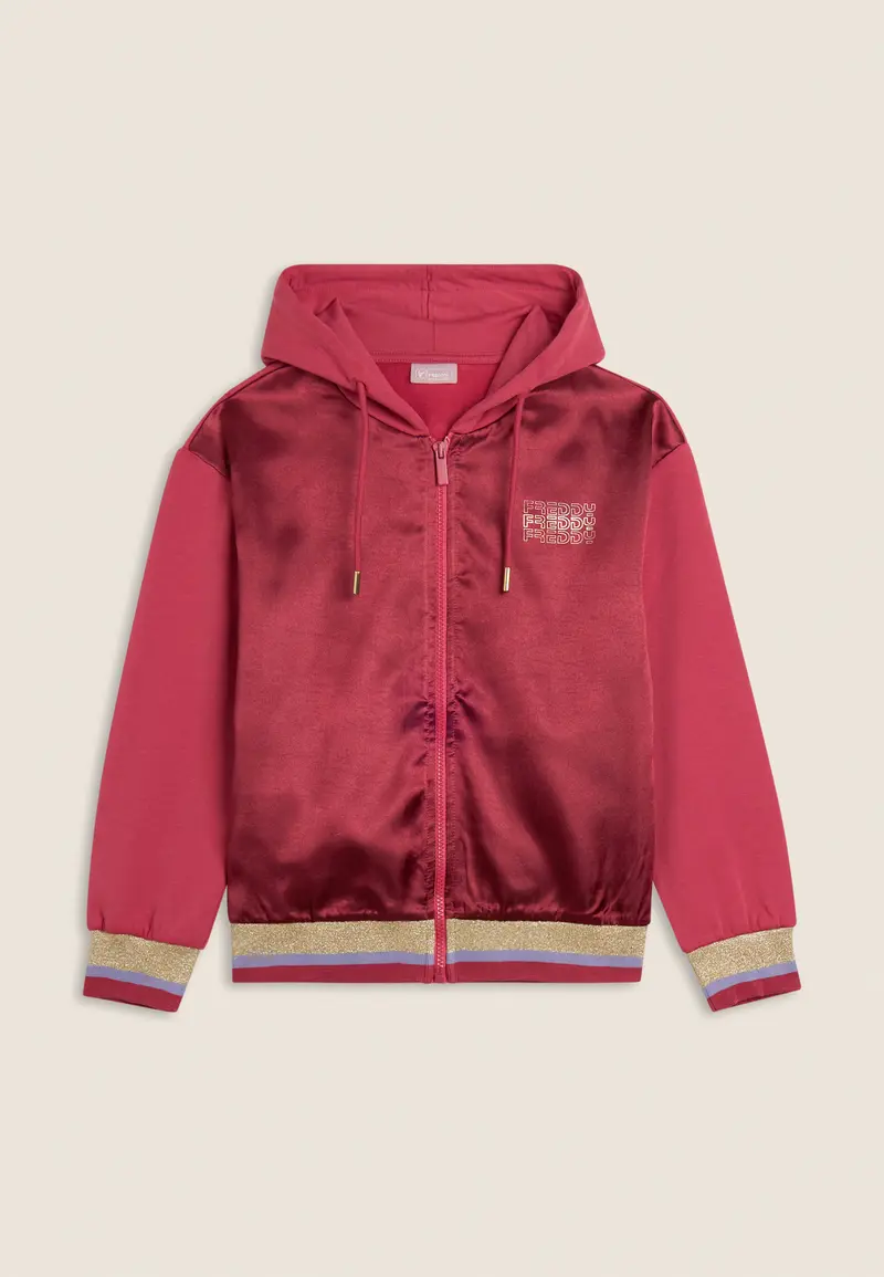 Felpa Bambina con fronte in raso e dettagli lurex