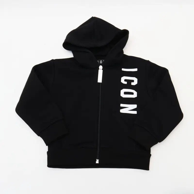 FELPA CON CAPPUCCIO E ZIP ICON BAMBINO NERA INBSW00873