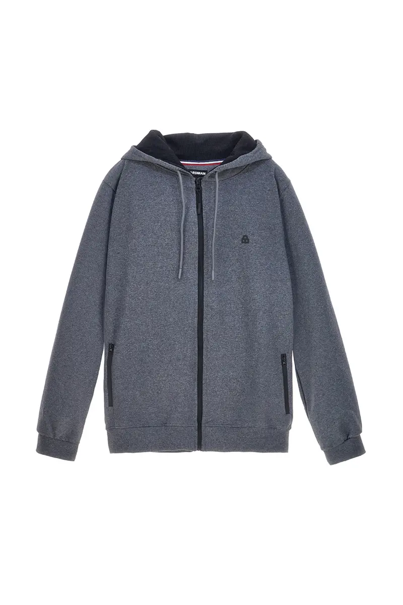 Felpa con cappuccio grigio zip intera interno felpato Boardman NBY322