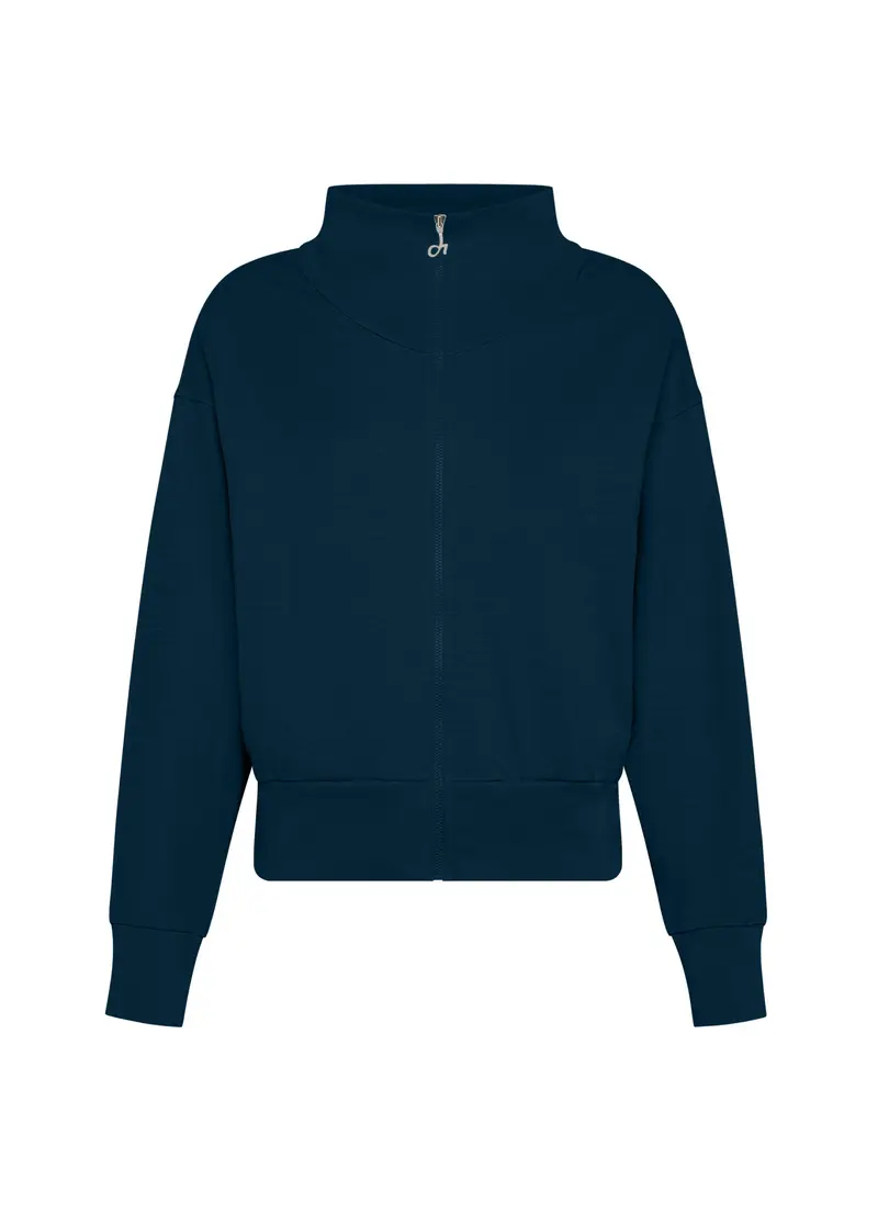 FELPA CON ZIP COTONE FIAMMATO BLU