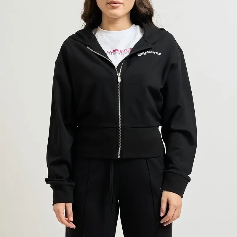 FELPA CON ZIP E CAPPUCCIO DONNA KARL LAGERFELD JEANS NERA