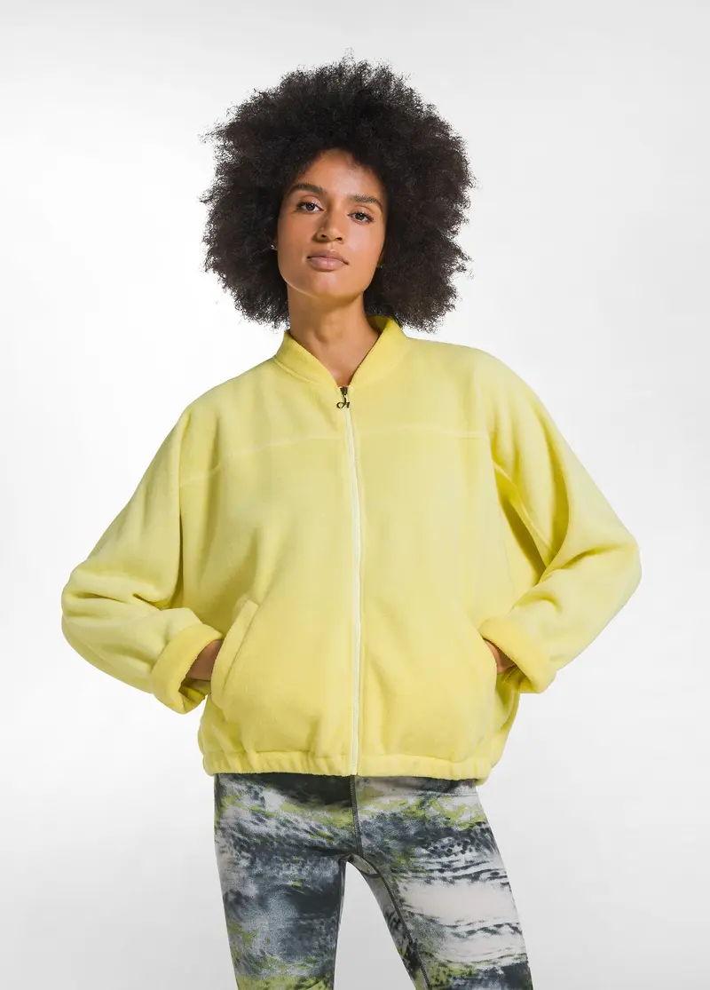 FELPA CON ZIP IN MORBIDO PILE GIALLO