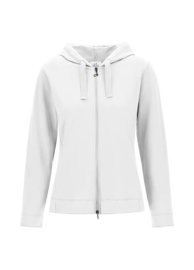 FELPA CORE LEGGERA CON ZIP E CAPPUCCIO BIANCO