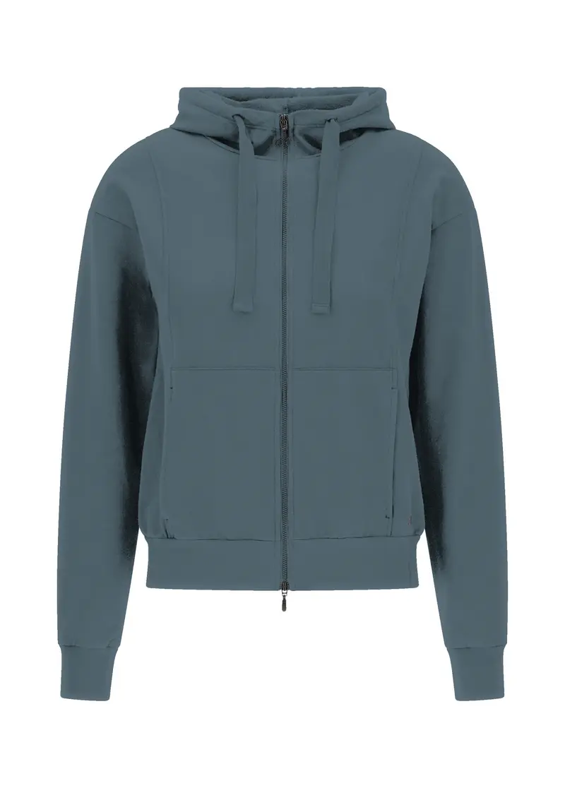 FELPA CORE LEGGERA CON ZIP E CAPPUCCIO BLU