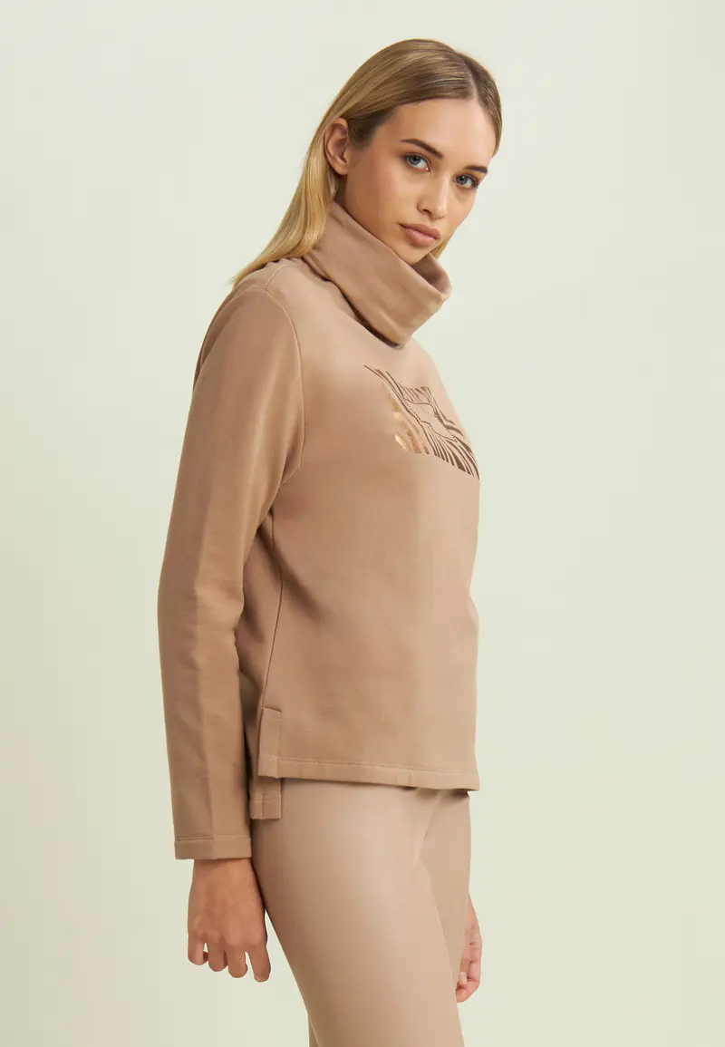 Felpa donna con logo e strass al centro