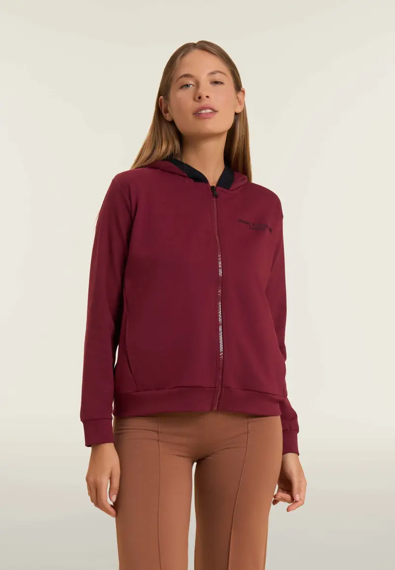 Felpa donna con zip e cappuccio logato