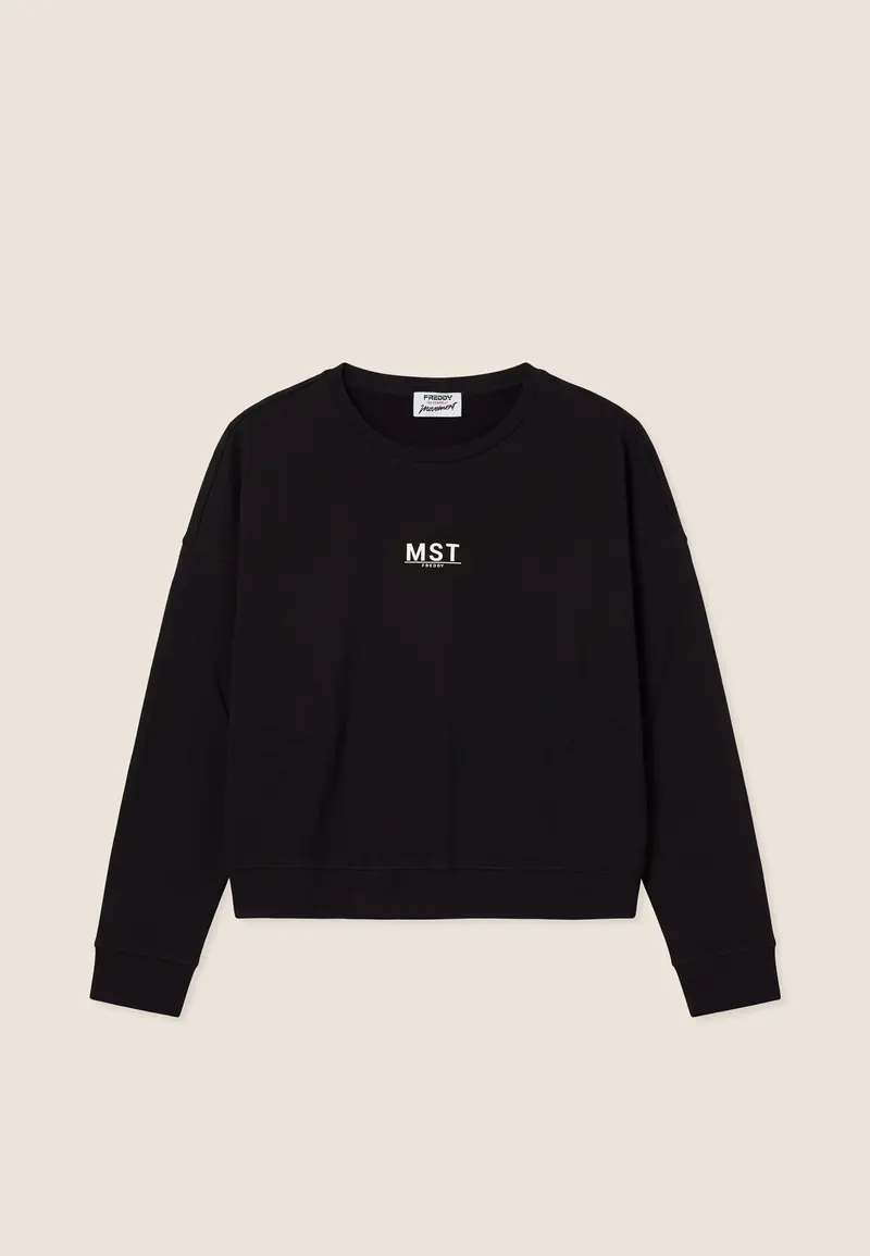 Felpa donna girocollo oversize cropped basic
