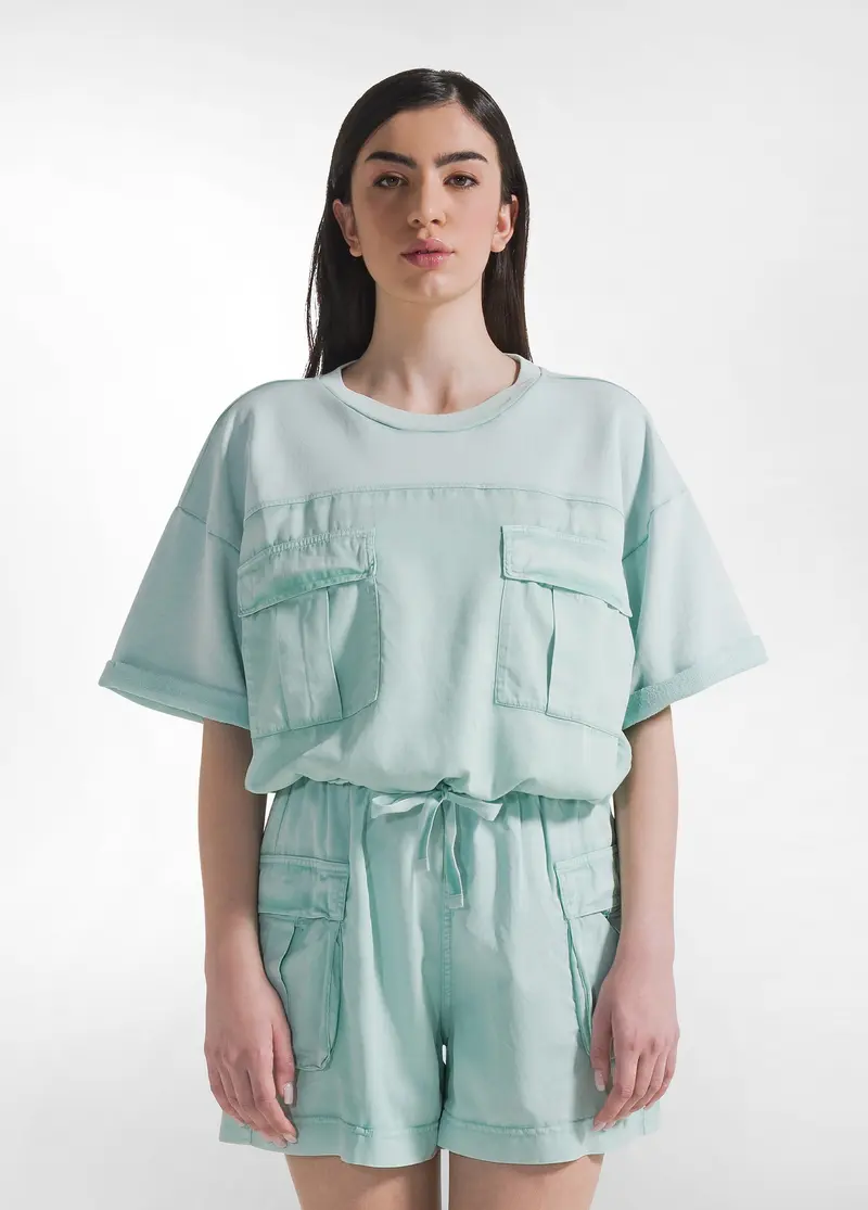 FELPA EFFETTO SFUMATO COMBINATA CON LYOCELL TWILL