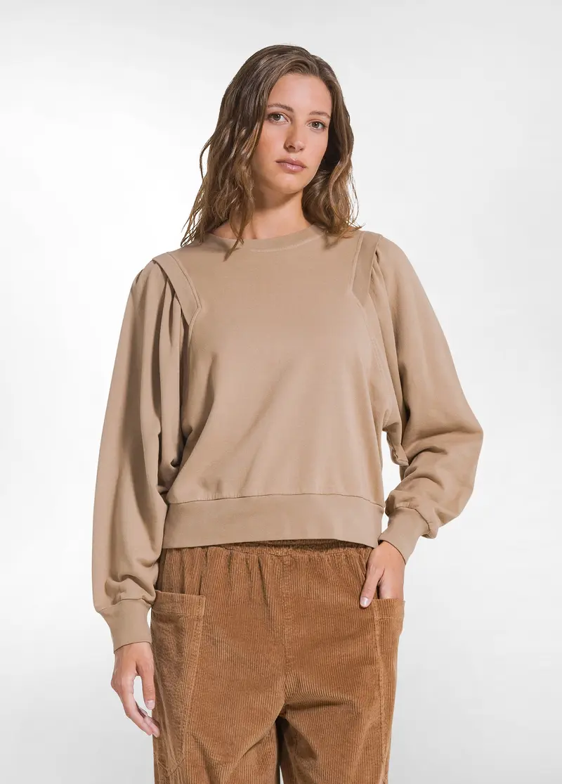 FELPA GIROCOLLO BASIC COTONE MARRONE