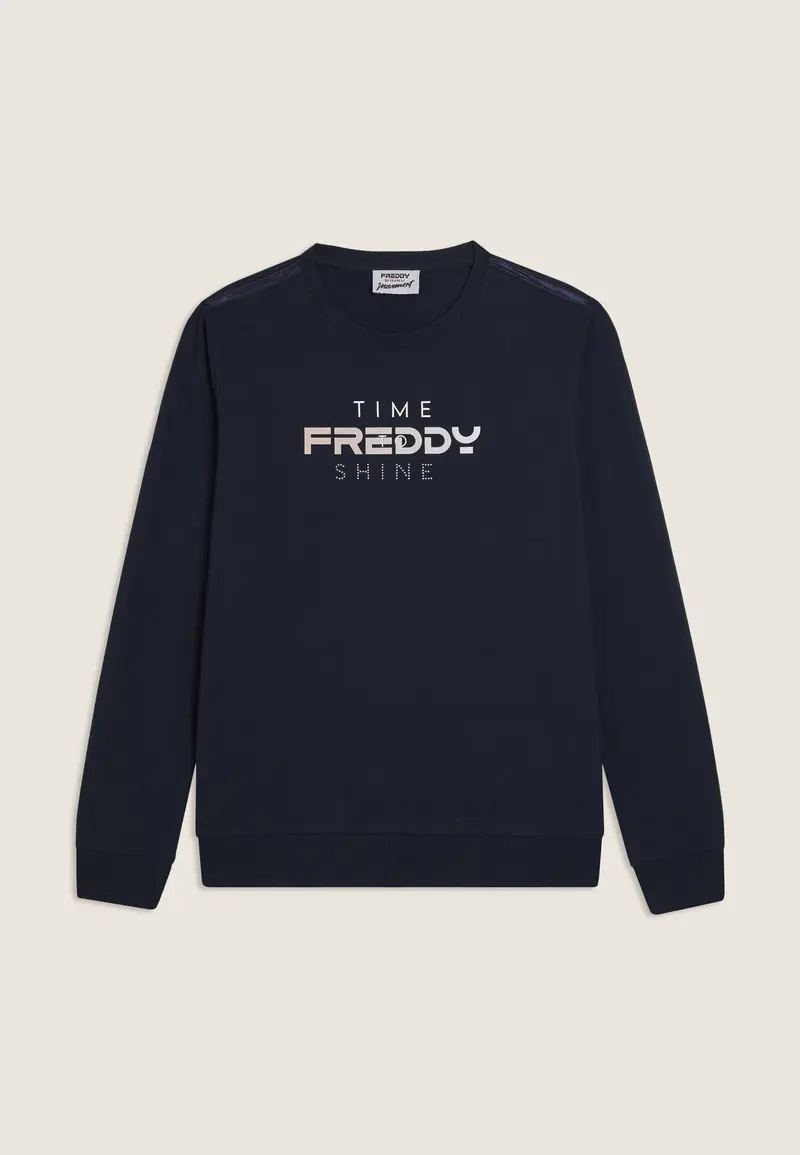 Felpa Girocollo con Logo FREDDY e Slogan "Time Shine"