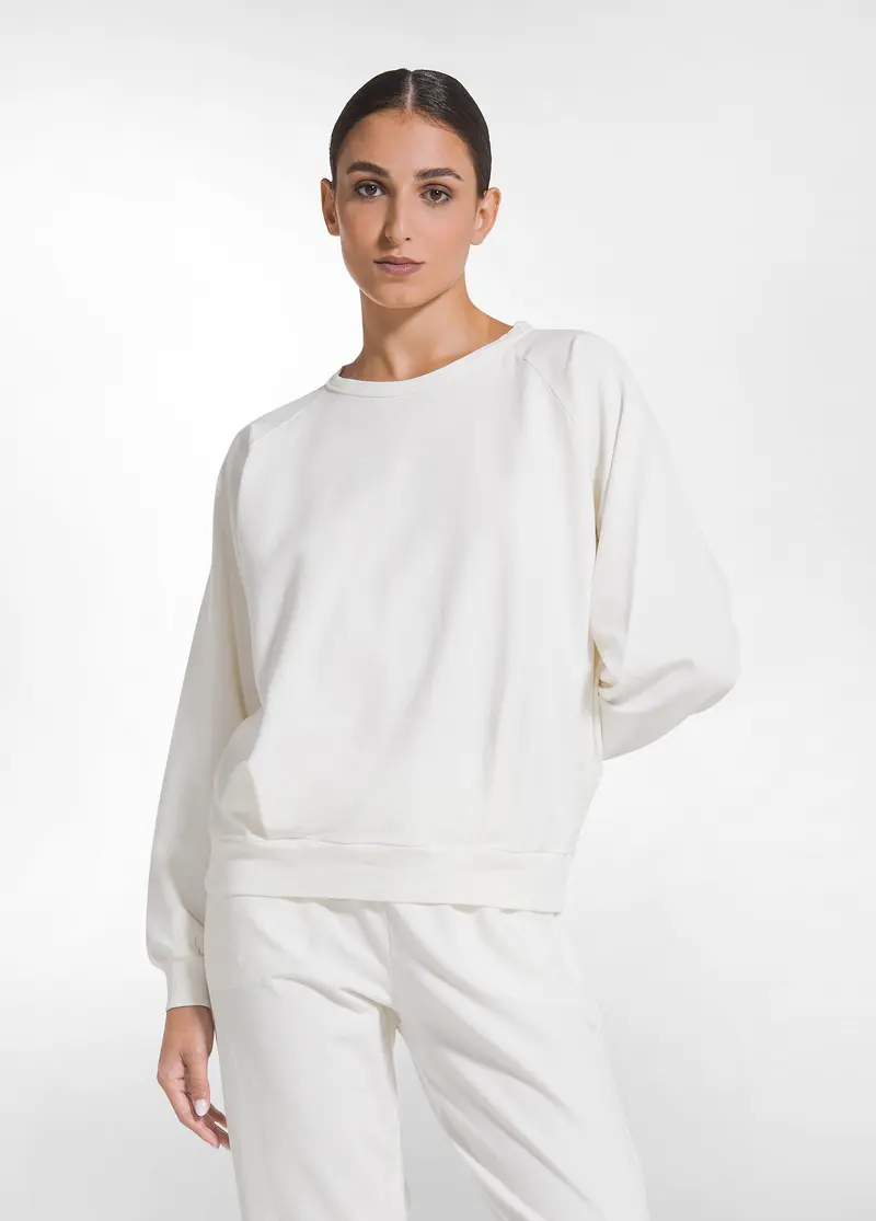 FELPA GIROCOLLO IN COTONE DEHA BIANCO