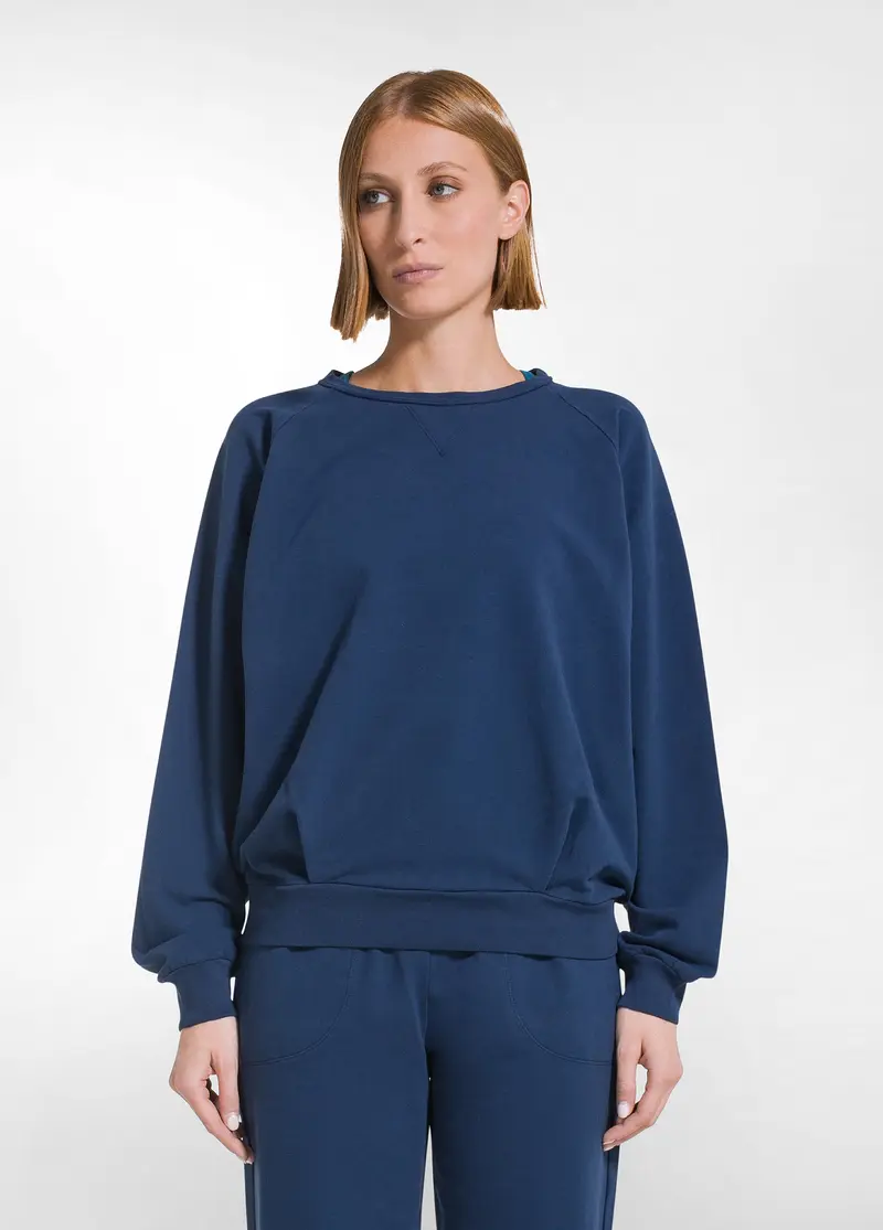 FELPA GIROCOLLO IN COTONE DEHA BLU