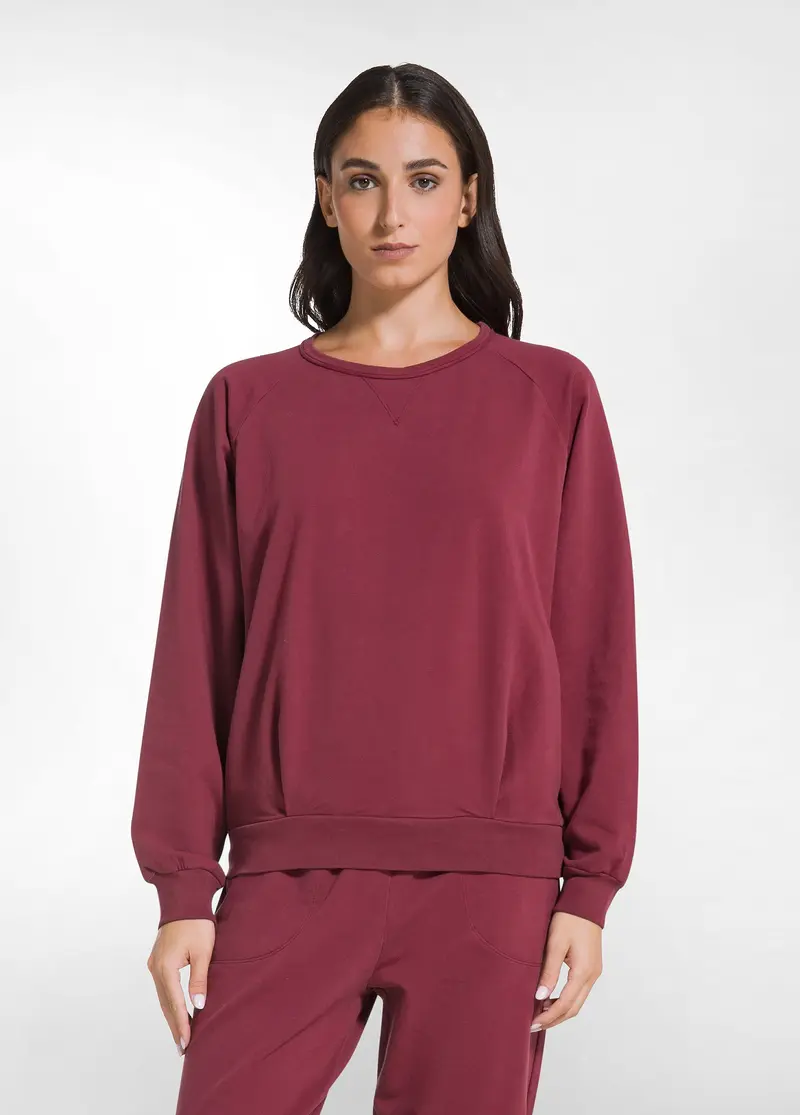 FELPA GIROCOLLO IN COTONE DEHA ROSSO