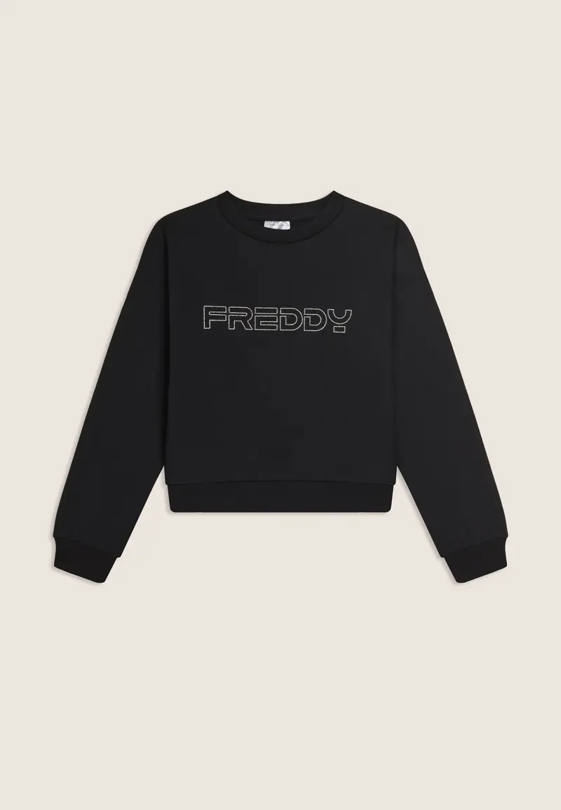 Felpa Junior girocollo con logo FREDDY in strass