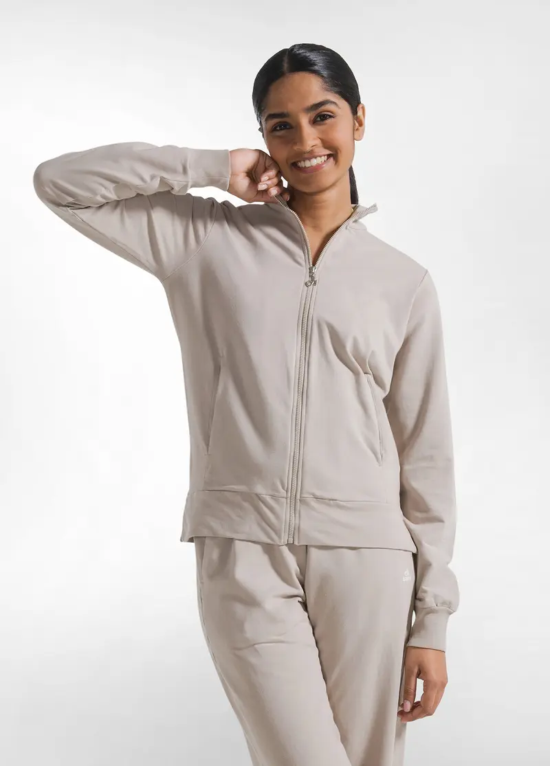 FELPA LEGGERA CORE CON ZIP BEIGE