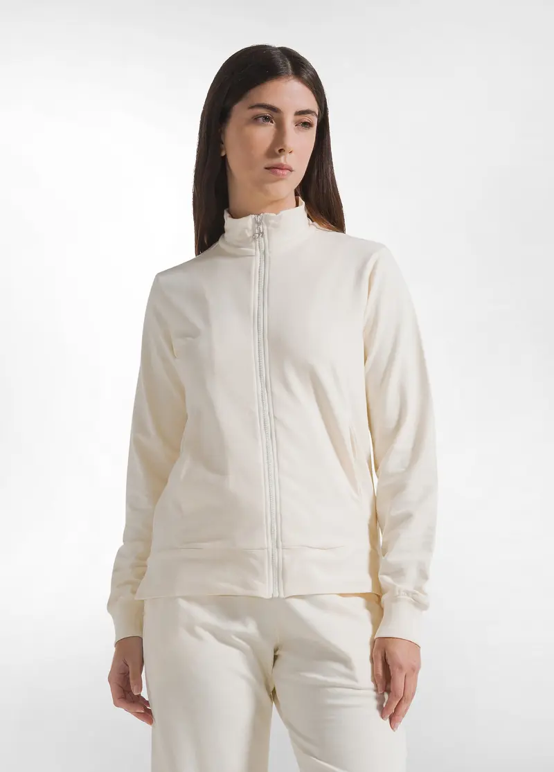 FELPA LEGGERA CORE CON ZIP BIANCO