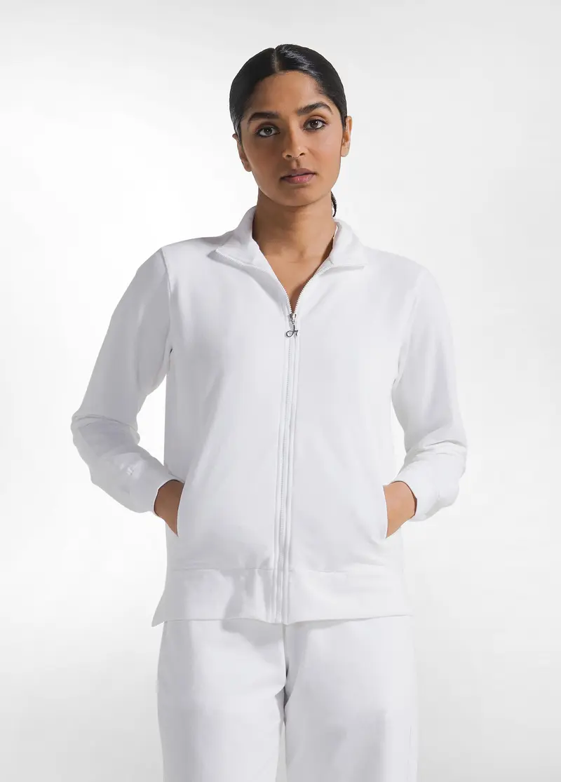 FELPA LEGGERA CORE CON ZIP BIANCO
