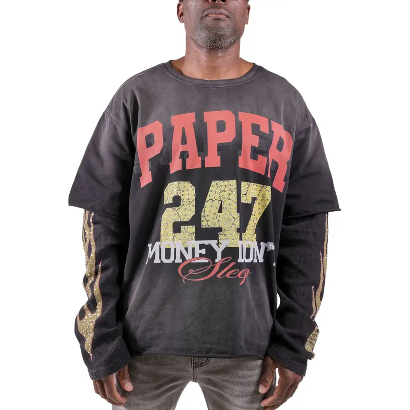 FELPA LEGGERA UOMO PAPER MONEY MANICHE LUNGHE 247 STRASS