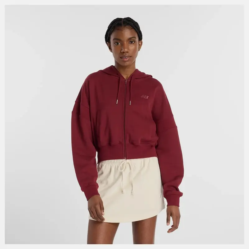 Felpa New Balance Donna Fullzip Cappuccio