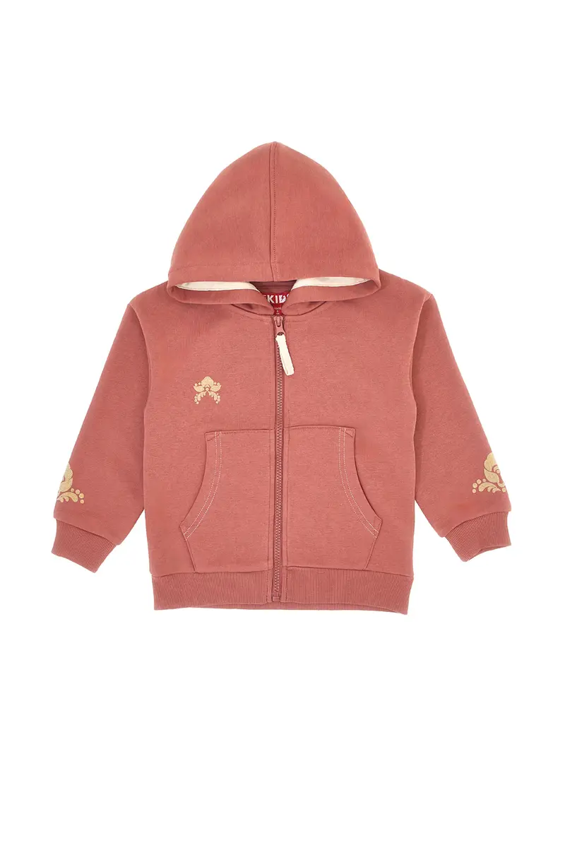 Felpa rosa con cappuccio felpata e stampa in rilievo Pitt Kids PT-KF-8019