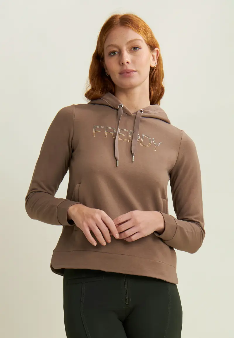 Felpa sportiva da donna con interno cappuccio in velluto