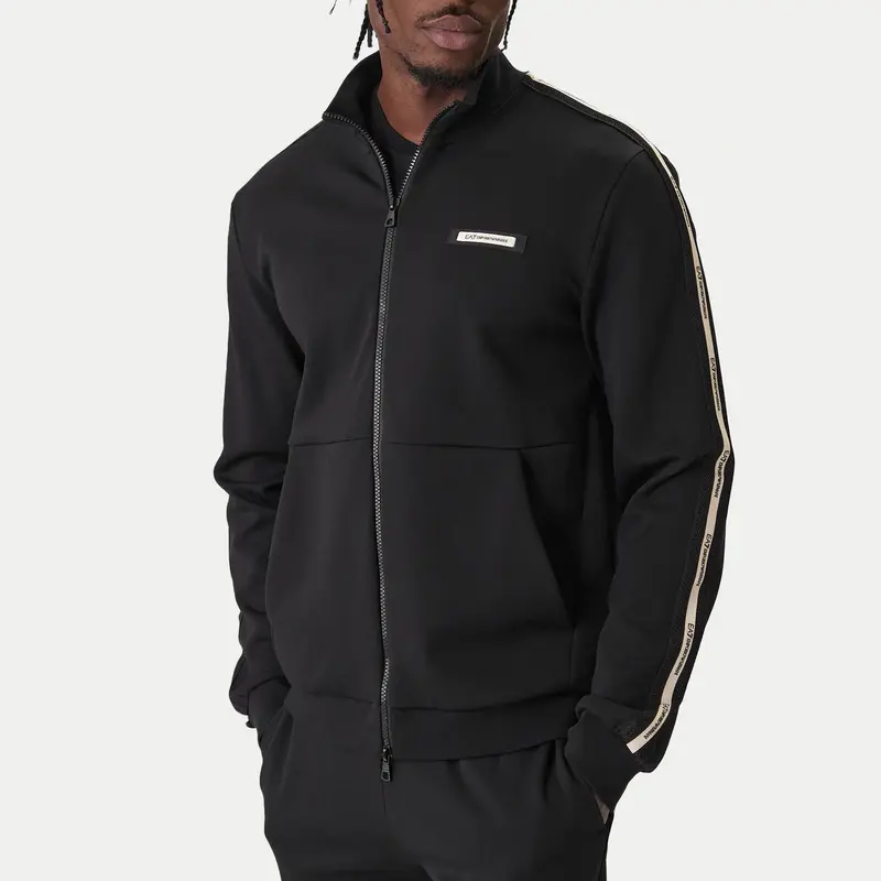 FELPA UOMO EA7 EMPORIO ARMANI CON ZIP E STRISCE LATERALI