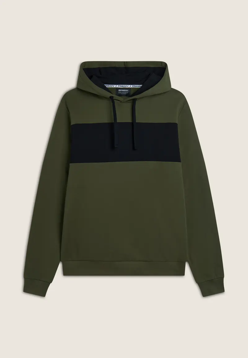 Felpa Uomo Regular fit con Cappuccio e Design Color Block