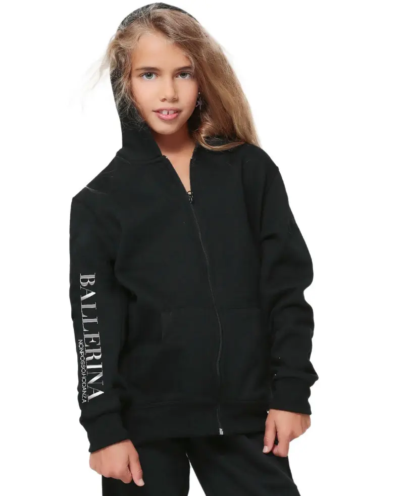 FELPA ZIP BLACK LOGO BALLERINA ARGENTO