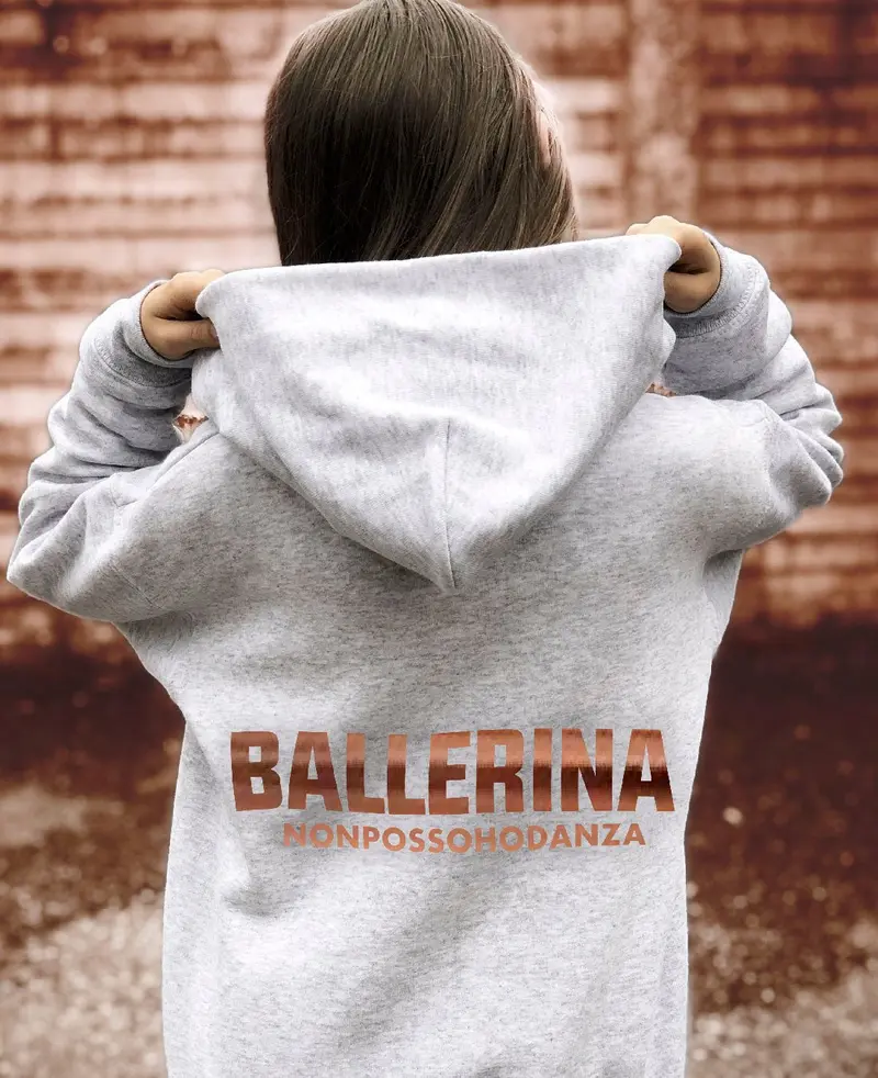 FELPA ZIP GIRL BALLERINA GREY MELANGE