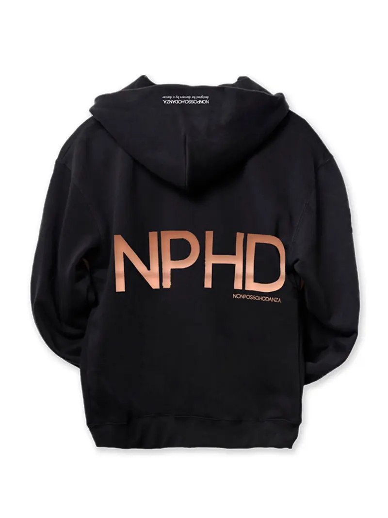 Felpa zip NPHD black logo oro rosa PERSONALIZZABILE