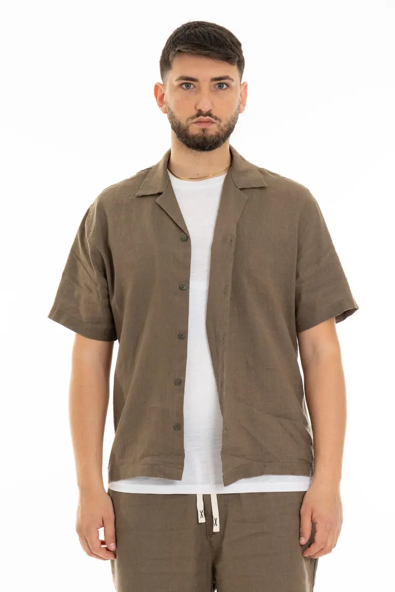 FIFTIETH CAMICIA IN LINO MANICA CORTA 100 VER