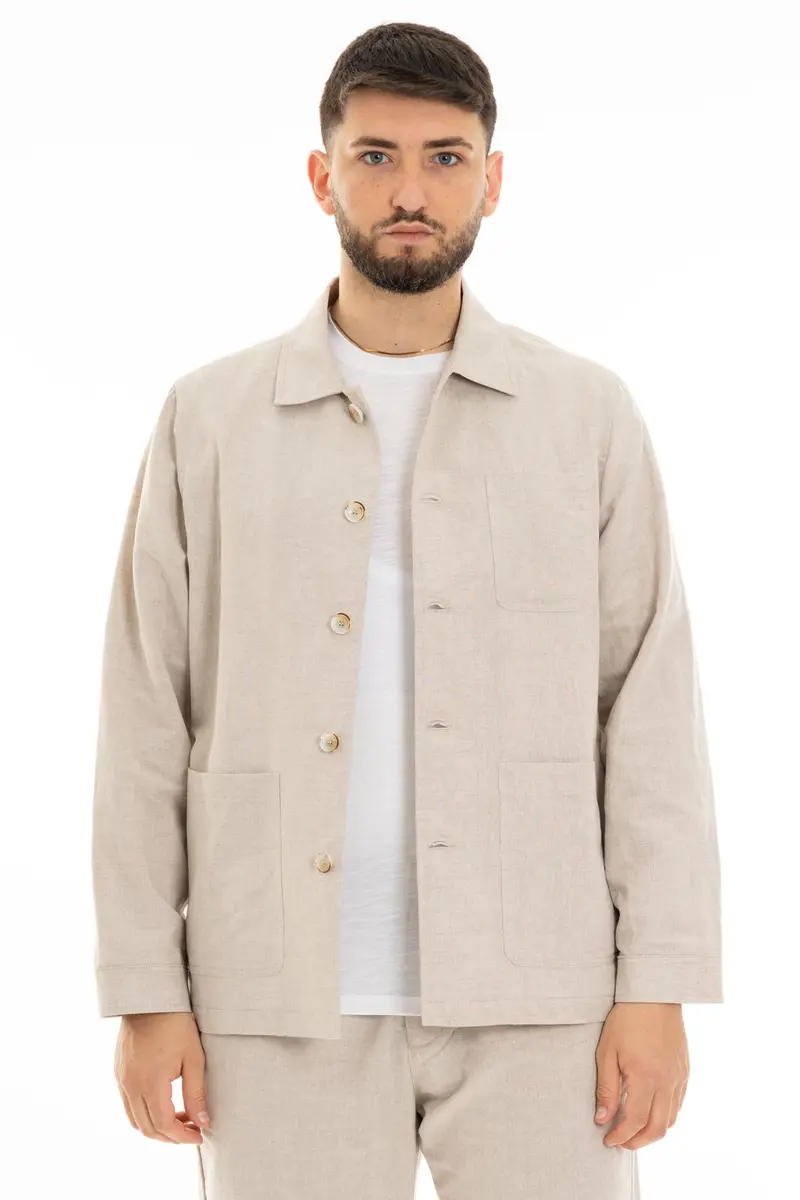 FIFTIETH OVERJACKET UOMO 100% LINO ENGLAND BEI