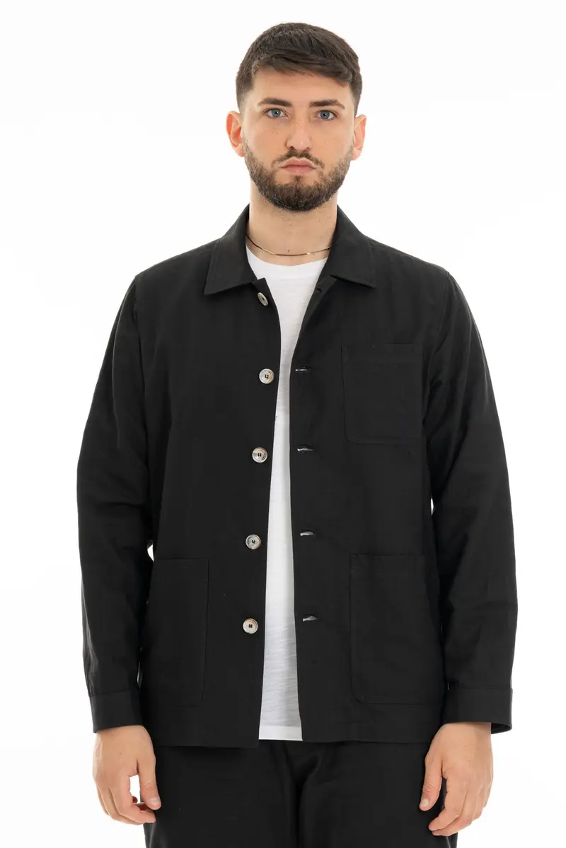 FIFTIETH OVERJACKET UOMO 100% LINO ENGLAND NER