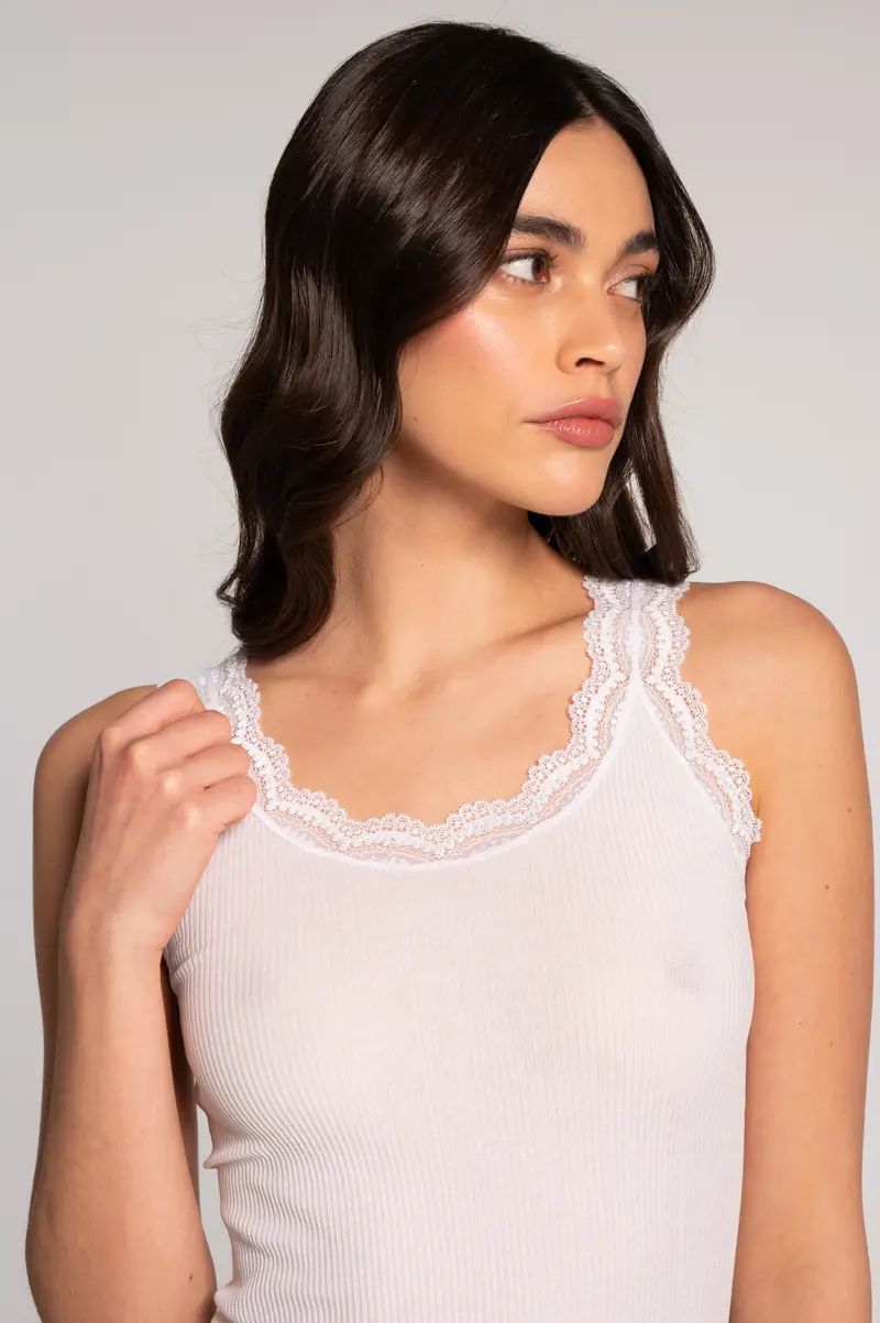 Filoscozia cotton and Leavers lace tank top 3162
