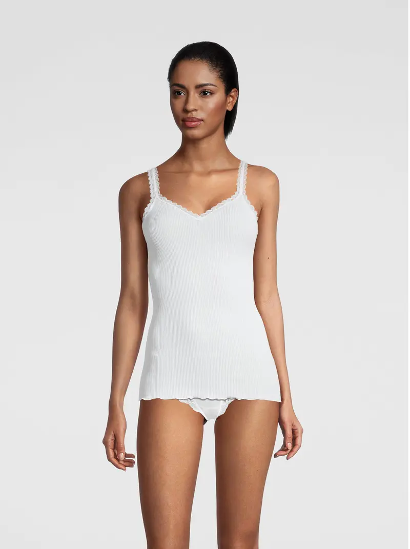 Filoscozia Spaghetti Top with Leavers Lace 3170