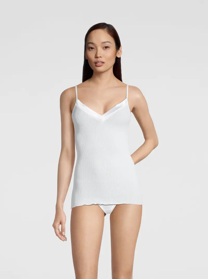 Filoscozia Spaghetti V Neck Top with Satin Edging 16130