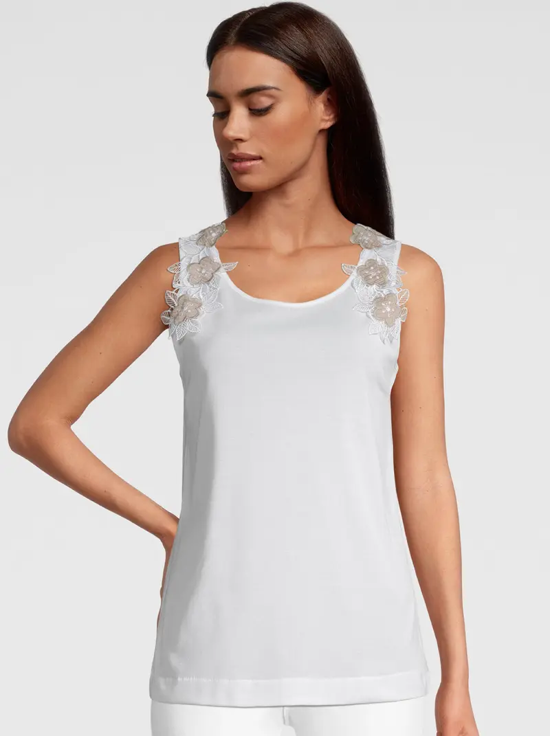 Filoscozia® Tank Top with Macramé Insert 6001