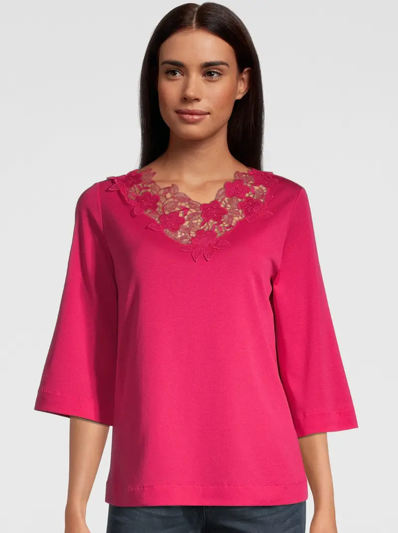 Filoscozia® Three Quarter Sleeves with Macramé Motif 6002