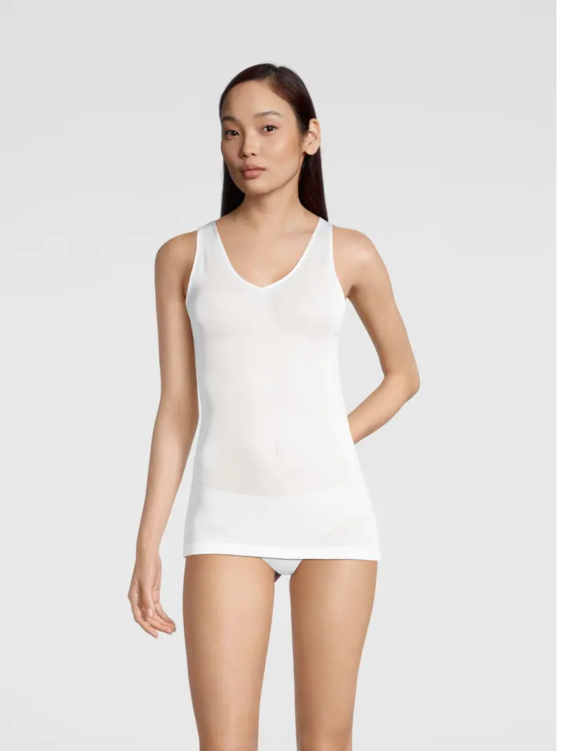 Filoscozia V neck Tank Top satin trimming 542