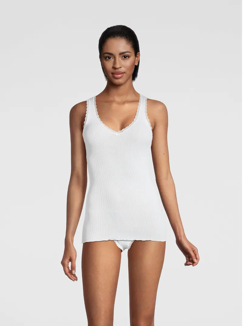 Filoscozia® V-neck Tank Top with micro Leavers Lace 3172