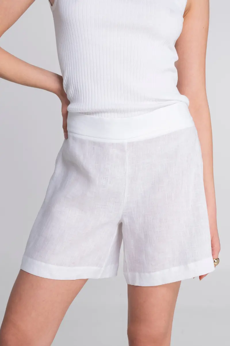 Flared linen shorts 7537L