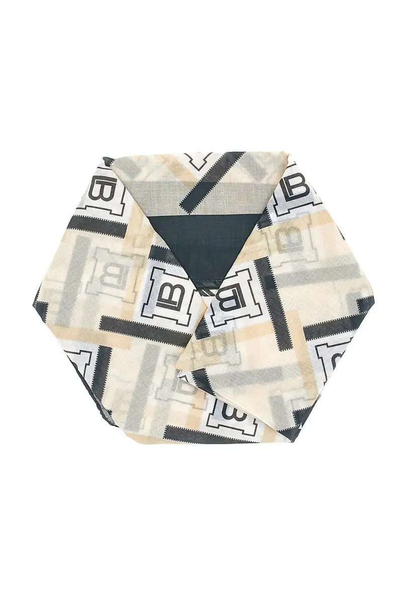 Foulard beige e nero con motivo geometrico e logo Laura Biagiotti SCIARPA8
