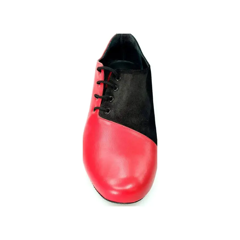 Franco (MS19) - Stringata Oxford da Ballo Salsa Uomo in Pelle Rossa e Camoscio Nero | Artigianale