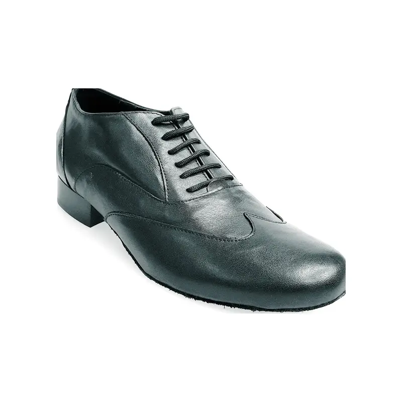 Fred (MS12) - Stringata Coda di Rondine Mod. Oxford Scarpa in Pelle Nera Forma Tonda - Salsa