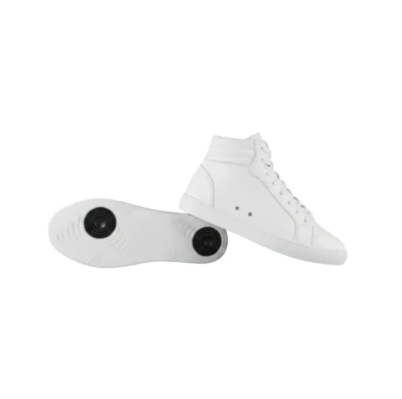 GERO White Vortex (L0703FCE) - Sneaker Collo Alto Ecopelle Totale Bianca materiale Vegan confort Light Flex Suola Bianca in Gommina e Resina Tecnica Cerchi Neri Pivot