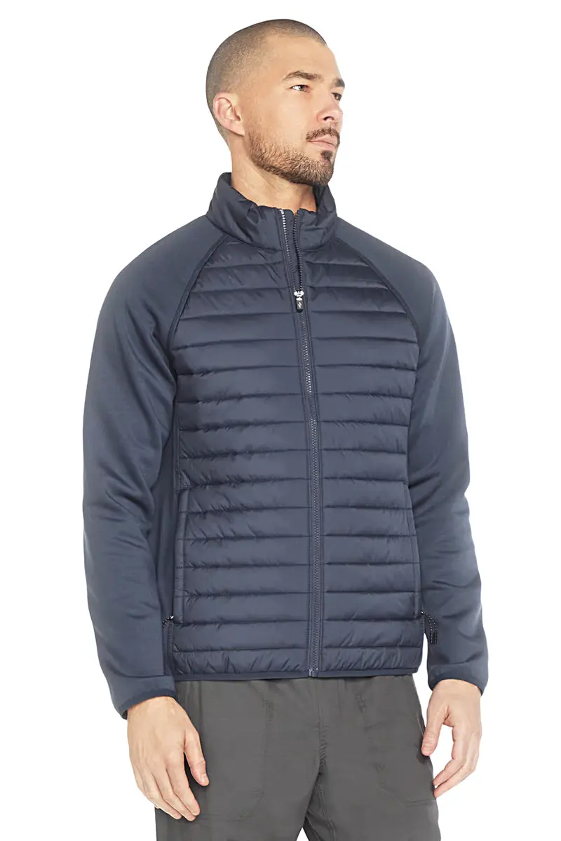 Giacca imbottita blu con maniche in maglia Skechers JA141