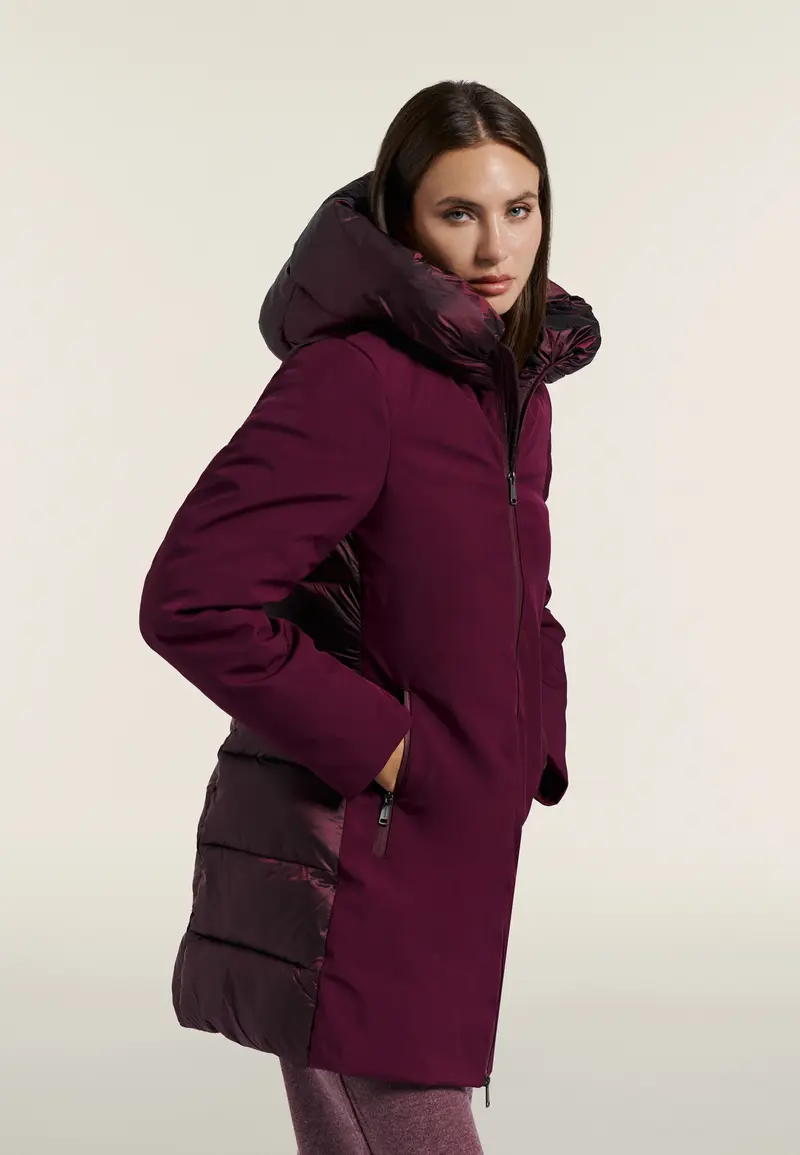 Giacca Invernale in Soft Shell e Nylon con Cappuccio